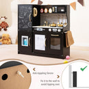 Wooden Play Kitchen with Chalkboard and Ice Maker – Black