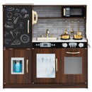 Wooden Play Kitchen with Chalkboard and Ice Maker – Brown