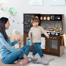 Wooden Play Kitchen with Chalkboard and Ice Maker – Brown
