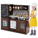 Wooden Play Kitchen with Chalkboard and Ice Maker – Brown