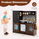 Wooden Play Kitchen with Chalkboard and Ice Maker – Brown