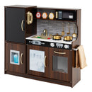 Wooden Play Kitchen with Chalkboard and Ice Maker – Brown