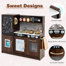 Wooden Play Kitchen with Chalkboard and Ice Maker – Brown