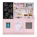 Wooden Play Kitchen with Chalkboard and Ice Maker – Light Pink