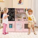 Wooden Play Kitchen with Chalkboard and Ice Maker – Light Pink