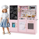 Wooden Play Kitchen with Chalkboard and Ice Maker – Light Pink