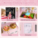 Wooden Play Kitchen with Chalkboard and Ice Maker – Light Pink