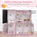 Wooden Play Kitchen with Chalkboard and Ice Maker – Light Pink