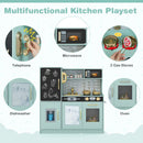 Wooden Play Kitchen with Chalkboard and Ice Maker – Green