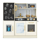 Wooden Play Kitchen with Chalkboard and Ice Maker – Cream White
