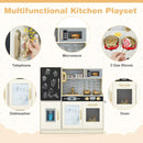 Wooden Play Kitchen with Chalkboard and Ice Maker – Cream White