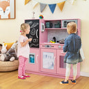 Wooden Play Kitchen with Chalkboard and Ice Maker – Pink