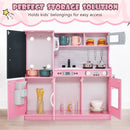 Wooden Play Kitchen with Chalkboard and Ice Maker – Pink