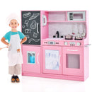 Wooden Play Kitchen with Chalkboard and Ice Maker – Pink