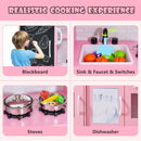Wooden Play Kitchen with Chalkboard and Ice Maker – Pink