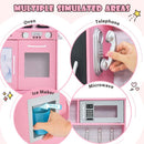 Wooden Play Kitchen with Chalkboard and Ice Maker – Pink