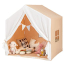 Wood-Frame Kids Play Tent with Washable Mat and Banner – Orange