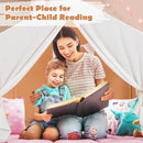 Wood-Frame Kids Play Tent with Washable Mat and Banner – Orange