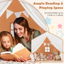 Wood-Frame Kids Play Tent with Washable Mat and Banner – Orange
