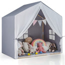 Wood-Frame Kids Play Tent with Washable Mat and Banner – Grey
