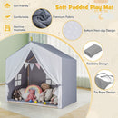 Wood-Frame Kids Play Tent with Washable Mat and Banner – Grey