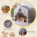 Wood-Frame Kids Play Tent with Washable Mat and Banner – Grey
