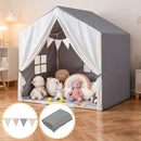 Wood-Frame Kids Play Tent with Washable Mat and Banner – Grey