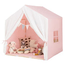 Wood-Frame Kids Play Tent with Washable Mat and Banner – Pink