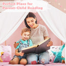 Wood-Frame Kids Play Tent with Washable Mat and Banner – Pink