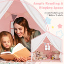 Wood-Frame Kids Play Tent with Washable Mat and Banner – Pink
