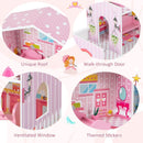 Three-Storey Wooden Dollhouse with 10 Furniture Pieces – Pink