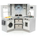 Corner Play Kitchen with Circulating Tap and Chef Accessories – Grey