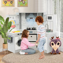 Corner Play Kitchen with Circulating Tap and Chef Accessories – Grey