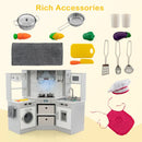 Corner Play Kitchen with Circulating Tap and Chef Accessories – Grey