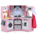 Corner Play Kitchen with Circulating Tap and Chef Accessories – Pink