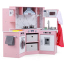 Corner Play Kitchen with Circulating Tap and Chef Accessories – Pink
