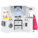 Corner Play Kitchen with Circulating Tap and Chef Accessories – White