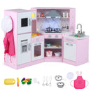 Corner Play Kitchen with Separate Sink and Chef Accessories – Pink