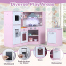 Corner Play Kitchen with Separate Sink and Chef Accessories – Pink