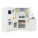 Corner Play Kitchen with Separate Sink and Chef Accessories – White