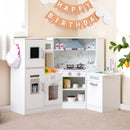 Corner Play Kitchen with Separate Sink and Chef Accessories – White
