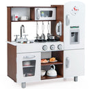 Compact Play Kitchen with Lights and Ice Maker – White & Brown