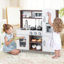 Compact Play Kitchen with Lights and Ice Maker – White & Brown