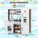 Compact Play Kitchen with Lights and Ice Maker – White & Brown