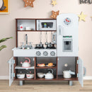 Compact Play Kitchen with Lights and Ice Maker – White & Brown
