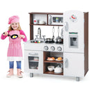 Compact Play Kitchen with Lights and Ice Maker – White & Brown