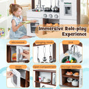 Compact Play Kitchen with Lights and Ice Maker – White & Brown