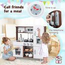Compact Play Kitchen with Lights and Ice Maker – White & Brown