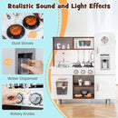 Compact Play Kitchen with Lights and Ice Maker – White & Brown