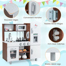 Compact Play Kitchen with Lights and Ice Maker – White & Brown